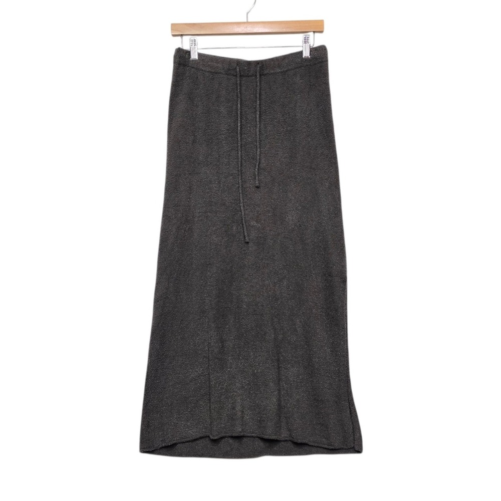 Barefoot Dreams CozyChic Lite Maxi Skirt Gray Drawstring Knit Style Womens Small